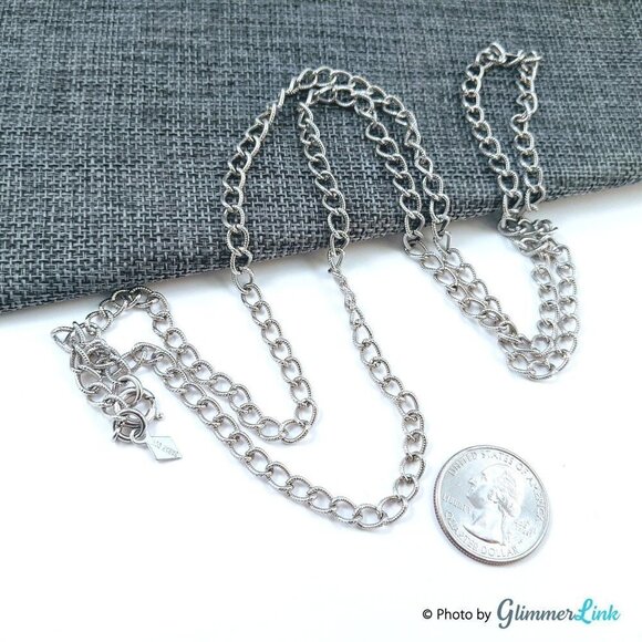Vintage Sarah Coventry Silver Tone Textured Links Chain Necklace - Picture 5 of 9